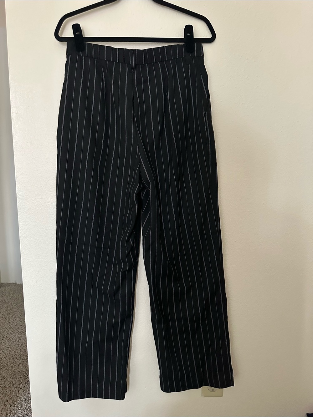 H&M Black Pinstripe Wide-Leg Dress Pants